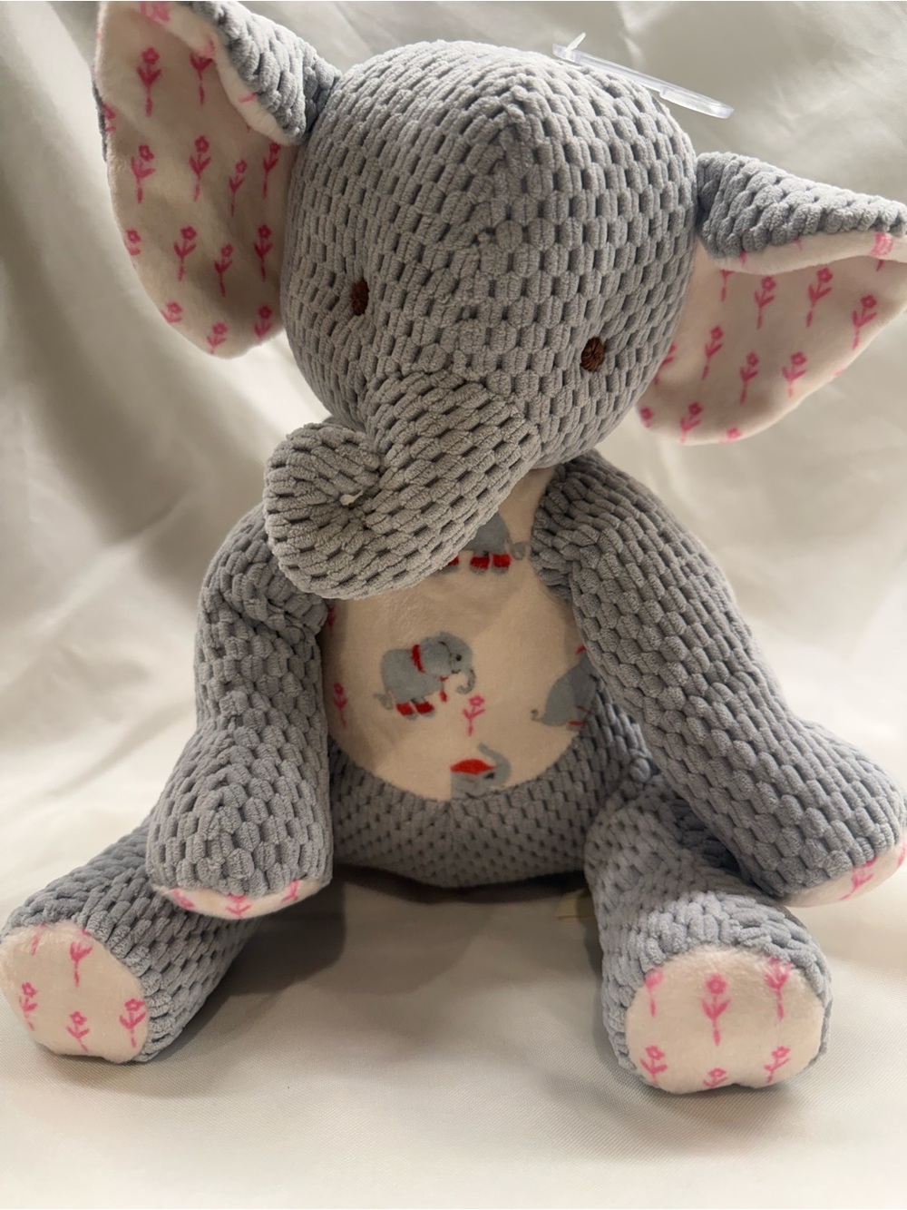 Bunnies by the Bay Gray & Pink Plush Elephant